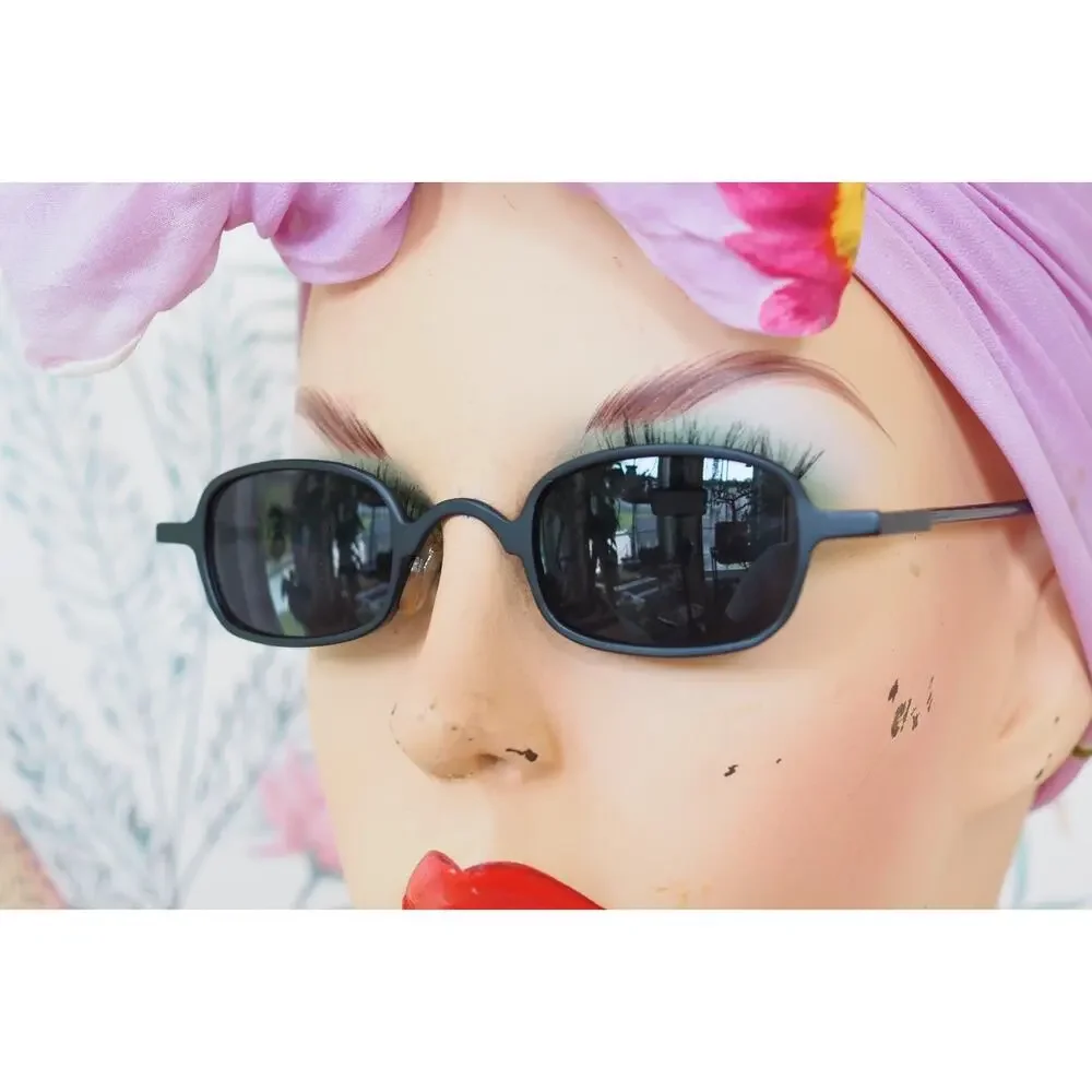 Vintage 1990s Y2K Metal Sunglasses NOS Slim Goth Steampunk Rave Matrix Agent